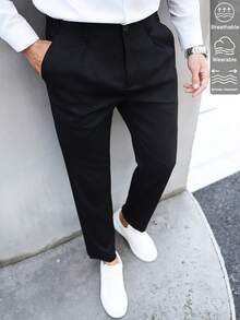 Manfinity Mode Men's Black Plus Size Wrinkle-Resistant Casual Fashion Dress Pants - Black - View 3