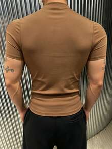 Manfinity Dauomo Kaos Lengan Pendek Slim Fit Colorblock Kasual Pria untuk Musim Panas - MultiWarna - View 2