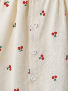 SHEIN Baby Girl's Cute White Yellow Striped Bow Print Dress Round-Neck Sleeveless LooseFitting Soft Fabric - Red and White - View 7