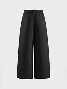 AXEPEAK Men's Plus Size Solid Color Minimalist Button Loose Fit Long Pants Business Office - Black - View 2