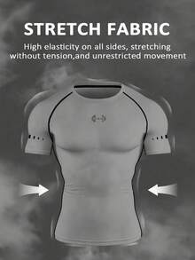Gym Rark Men's Barbell Print Raglan Short Sleeve Sports T-Shirt - Grey - View 6