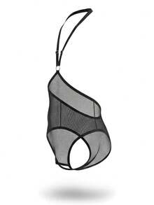 DrisQ DrisQ Body sexy de malla de color liso con cuello halter para hombre - Negro - Ver 6