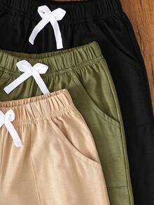 3pcs/Set Boys Summer Casual Solid Color Crew Neck Short Sleeve T-Shirt And Jogger Pants Set, Loose Fit, Multi-Color Options, Suitable For Daily Wear, School Activities, Outdoor Play, Family Gatherings, Photo Shoots - Multicolor - View 4