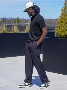 Harrin Don Harrin Don Men's Solid Color Short Sleeve Casual/Business Polo Shirt - Black - View 4