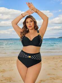 SHEIN Swim Curve Plus Size Women's Leopard Print Underwire Bikini Set - Multicolor - View 4