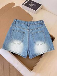 GlowEve Women's Summer Casual Washed Denim Shorts Vacation Light Blue - Blue - View 2