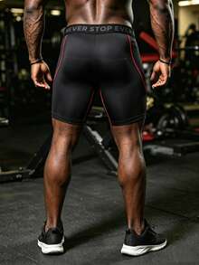 Gym Rark Men's Letter Waistband Athletic Compression Shorts - Black - View 2