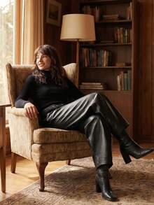 CAJUNI Autumn PU Leather Bucket Pants Holiday Party Going Out Black Casual - Black - View 5