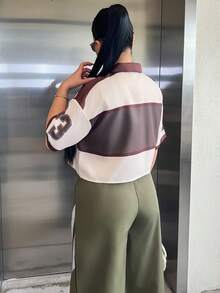 Dayanna Comas Short Cardigan Shirt Collar Drop Shoulder Short Sleeve Top Summer - Multicolor - View 2