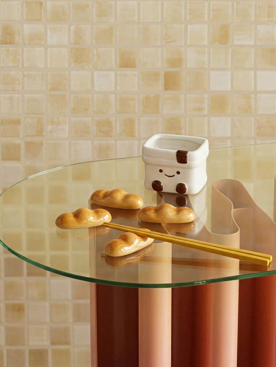 Joivida 1Pc Ceramic Chopstick Rest With Cute Bread Design, Underglaze Color Craft, Creative Tableware Storage, Practical Household Gadget For Placing Chopsticks During Meals, Exquisite Premium Gift Choice, Unique Kitchen Ornament - View 1