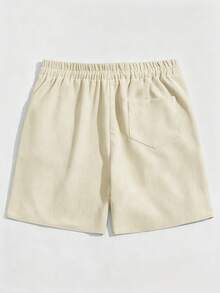 ROMWE MEN Men's Solid Color Drawstring Waist Casual Versatile Daily Shorts - Apricot - View 2