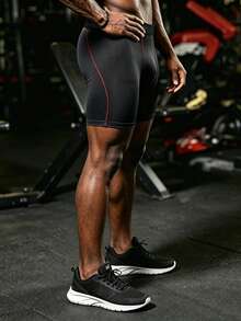 Gym Rark Men's Letter Waistband Athletic Compression Shorts - Black - View 5