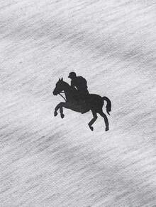 SHEIN 大女孩 Polo 領條紋刺繡馬標誌短袖中長洋裝，適合大女孩，對比色荷葉領花瓣袖印花洋裝，適合學校、戶外活動 - 藍色 - View 5