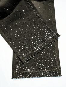Manfinity EMRG Men's High Street American Streetwear Gradient Washed Wild Rhinestone Loose Wide Leg Pants - Coffee Brown - View 7