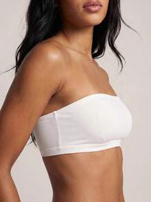 Barelissa Minimalistischer einfarbiger Cut Out Bandeau-BH - Weiss - Übersicht 3