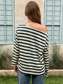 Lyckli Maternity Casual Striped Long Sleeve T-Shirt, Spring/Autumn Fall - Multicolor - View 3