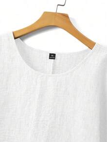 SHEIN Camisa holgada informal verde con botones, versátil para primavera/verano, talla grande - Blanco - Ver 5