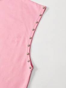 ROMWE MEN Men's Rivet Design Casual Versatile Daily Wear Top - Pink - View 4