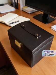 1pc Luxury PU Leather Drawer Style Jewelry Box With Mirror, Ring, Earring, Necklace Storage, Large Capacity Jewelry Gift Box For Girls, Christmas, Wedding, Summer, Room Decor - Multicolor - View 1