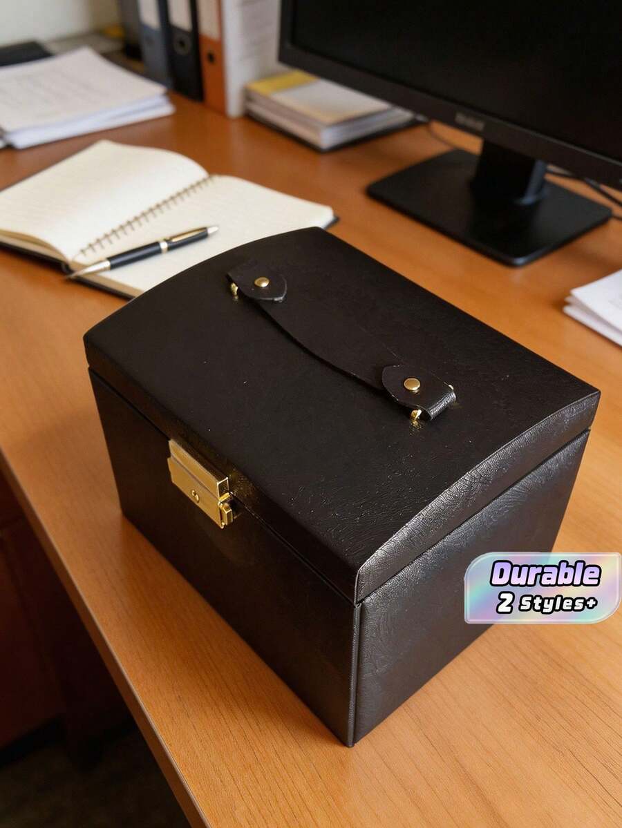 1pc Luxury PU Leather Drawer Style Jewelry Box With Mirror, Ring, Earring, Necklace Storage, Large Capacity Jewelry Gift Box For Girls, Christmas, Wedding, Summer, Room Decor - Multicolor - View 1