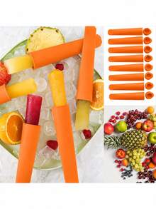 1PC Silicone Ice Cream Popsicle Mold DIY Mold Orange Color - Orange - View 3