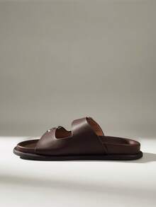 Solecia Sandal Slip-On Wanita Terbaru dengan Hiasan Stud, Nyaman dan Serbaguna untuk Pakaian Kasual. - Coffee Brown - View 8