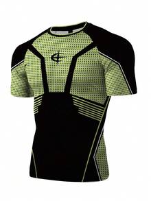 GymBeat Kaos Olahraga Lengan Pendek Raglan Motif Polkadot & Garis untuk Pria - MultiWarna - View 4