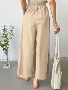 DAZY Women Elastic Waist Fashion Loose Comfy Casual Street Mid-Length Pants Fall - Khaki - View 2
