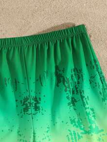 SHEIN Teen Boy Gradient Color Beach Vacation Swim Shorts - Multicolor - View 4