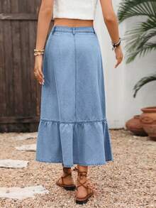 Breezaya Women's Summer Vacation Denim Skirt - Light Wash - View 2
