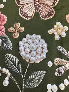 Selianne 女款時尚串珠花卉與蝴蝶印花背心 - 軍綠色 - 查看 4