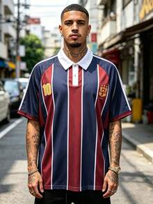 Gritte Field Men's Striped Raglan Short Sleeve Sports Polo T-Shirt - Multicolor - View 3