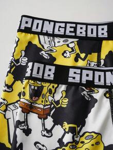 SpongeBob SquarePants | SHEIN 2pcs Cartoon Print Comfortable Men's Boxer Briefs - Black and White - View 3