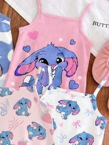 Baby Girl Casual Cute Cartoon Pattern Suspender Romper Suitable For Spring And Summer Home White - Multicolor - View 9