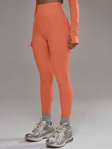 Musera Sport High Rise Seamless Leggings Bottom Only Padel Winter Activewear Sport Gym Workout - Orange - View 3