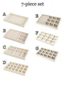 6/7/8/9pcs/Set Beige Jewelry Tray Set, Stackable Jewelry Storage Organizer, Velvet Jewelry Display Tray, Drawers Jewelry Box, Multi-Compartment Jewelry Storage Case, Large Capacity, Multi-Size, Removable, Suitable For Necklace, Earring, Ring, - Multicolor - View 22