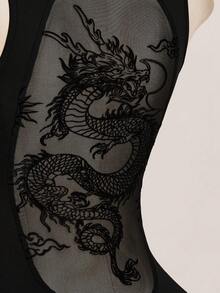 SHEIN ICON 女款性感時尚拉鍊修身連身褲 - 黑色 - 查看 11