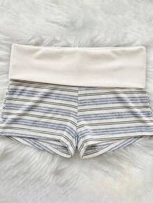 SHEIN Tween女孩夏季休閒條紋短褲 - 彩色 - 查看 1
