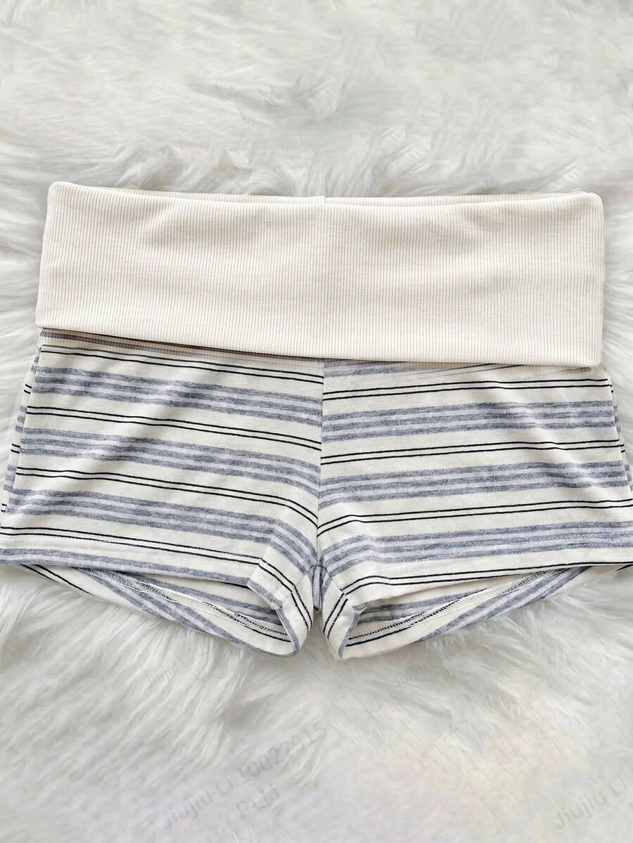 SHEIN Tween女孩夏季休閒條紋短褲 - 彩色 - 查看 1