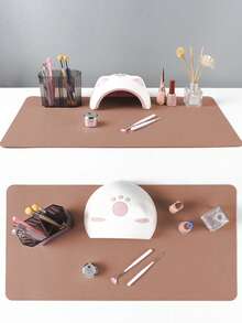 Waterproof And Durable Nail Art Table Mat, Made Of Waterproof And Soft PU Leather, Designed For Studio Tabletops And Foldable Nail Art Armrests. Ideal For Nail Artists In Salons And For Home Use. - brick red - View 5