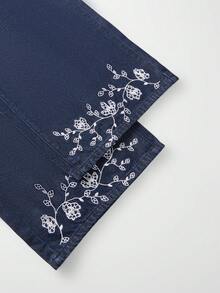 GlowEve Women's Floral Embroidered Camisole & Long Pants Denim Set - Dark Wash - View 3