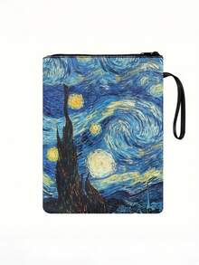 1PC Durable Canvas Book Cover For Hardback Books Waterproof Scratch Resistant Adjustable Fit Van Gogh Starry Night Art Print Vintage Aesthetic Protective Book Sleeve For Students Book Lovers College School Office Daily Use Trending Gift For Art Fans - multicolor - View 3