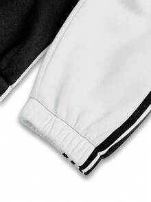 ROMWE MEN Men's Letter Pattern Colorblock Casual Versatile Daily Wear Long Sleeve Sweatshirt - White - View 4