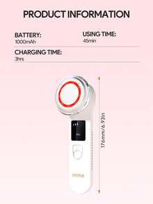 JMMO Multifunctional EMS Facial Skin Tightening Device, Red LED Light Therapy Face Massager With Digital Display, Portable Lifting Anti-Aging Skin Care Instrument For Home Spa - White - View 8