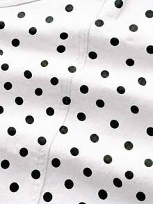 GlowEve Women's Polka Dot Pocket Casual Versatile Daily Denim Skirt - Black and White - View 2