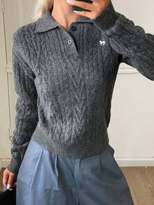DAZY Autumn/Winter Casual Versatile Solid Color Sweater - Grey - View 1