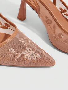 CUCCOO SZL Women's Pointed Toe Glitter Decor Elegant High Heels - Apricot - View 5