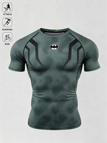 BATMAN X SHEIN Gym Rark Men's Crew Neck Colorblock Casual Versatile Daily Travel Sports T-Shirt - Multicolor - View 7
