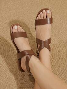 Styleloop 平底拖鞋 夏季新款時尚百搭 平底柳釘女鞋 沙灘度假休閒系列 女士假期旅行必備 波希米亞牛仔風 Coachella - 紅棕色 - 查看 9