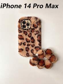1pc Personalized Leopard‑Print Fluffy Bracelet Phone Case With Lens Bracket, Warm Autumn‑Winter Style, Compatible With IPhone 17 Pro Max/16 Pro/15/14/13/12/11 - Multicolor - View 13